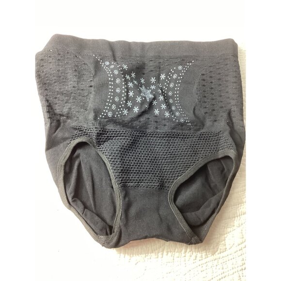 High-Waisted Black Shaping Panties* Snowflake Design Breathable* Tummy Control*M - Picture 4 of 6